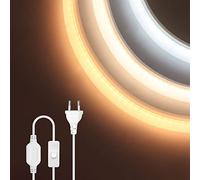 XUNATA COB Lumière au néon LED avec interrupteur, 360Leds/m IP65 étanche 230V Super Lumineux Bandeau flexible LED Light Strip au néon avec, pour Chambre, Noël, Fête, etc (Blanc, 1M)