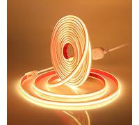 XUNATA Lumière au LED COB Autocollant, 288Leds/m IP65 étanche 230V Super Lumineux Bandeau flexible Ruban LED Light Strip pour Escalier, Chambre, Noël, Fête, etc (Blanc chaud, 12M)