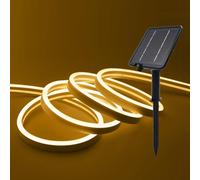 XUNATA Lumière au néon LED Solaire, 2835 120LEDs/m Etanche IP65, Alimentation USB/solaire LED bande Néon lumière, 8 modes, Flexible Bande lumière pour Clôture, Jardin & Cour (Blanc chaud, 4M)