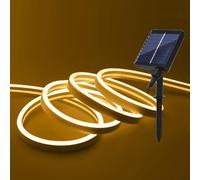 XUNATA Lumière au néon LED Solaire, 2835 120LEDs/m Etanche IP65, Alimentation USB/solaire LED bande Néon lumière, 8 modes, Flexible Bande lumière pour Clôture, Jardin & Cour (Blanc chaud, 2M)