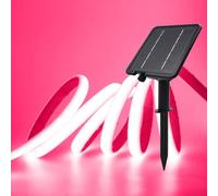 XUNATA Lumière au néon LED Solaire, Bande LED COB IP65 Etanche Néon Extérieur, 8 modes, 320 LEDS/M Flexible Bande lumière pour Clôture, Jardin & Cour (Rose, 2M)
