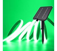 XUNATA Lumière au néon LED Solaire, Bande LED COB IP65 Etanche Néon Extérieur, 8 modes, 320 LEDS/M Flexible Bande lumière pour Clôture, Jardin & Cour (Vert, 3M)