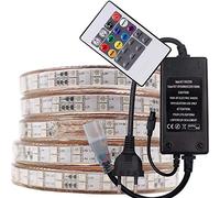 XUNATA Ruban à LED RGB, 220V 230V 5050 120leds / m IP65 étanche, Non Auto-adhésif, Strip Flexible de Bande LED pour Chambre, Bar, Fête, Mariage, Jardin, déco de Noël (10M)