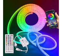 XUNATA Ruban LED Néon Bluetooth, RGB LED Bande Lumineuse, 230V Flexible Silicone IP65 Etanche Découpable Flexible Néon Lumière pour Chambre, Cuisine, Décoration (7M)