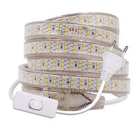 XUNATA Trois Rangées 220V SMD 2835 276leds / m LED Ruban Bande Strip, Non auto-adhésif, IP65 Etanche Flexible Bande lumière Pour Cuisine, Escalier, Maisons, Fête de Noël (Blanc, 6M)