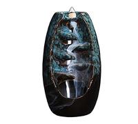 xunfu Bruleur Encens Cascade, Fontaine a Encens en CéRamique avec 60 Encens Cone et 1 Coussin, pour AromathéRapie et DéCoration IntéRieure, Bleu Grand Nouveau