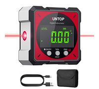 XUNTOP Inclinomètre Numérique Laser 4×90° Magnétique Rechargeable （Rouge） | Rapporteur d'angle digital ±0,2° avec 4 faces aimantées, écran LCD, USB-C et IP54 pour menuiserie et construction
