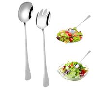 Xusxes Lot de 2 Couverts à Salade en Acier Inoxydable de 28 cm, Fourchette à Salade, Couverts à Salade, pour Servir La Salade, Gamme de Couverts de Service, Cuisine, Salle à Manger, Fête, Buffet