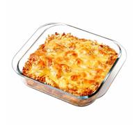 Xusxes Plat à Gratin En Verre Carré 19,6 x 17 x 4,75 cm 900ml | Plat à Four Résistant À La Chaleur, Plat En Verre Pour Air Fryer, Moule À Pâtisserie, Usage Four Micro Ondes