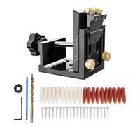 XUXHOU Guide de Perçage en Aluminium pour Gabarit de Trou de Poche avec Angle de 15 Degrés, Profondeur Réglable de 12 à 45 Mm, Kit Complet de Gabarit de Trou de Poche pour l'assemblage de Meubles,