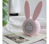 XUXHOU Réveil Numérique en Forme de Lapin Mignon, avec Veilleuse Lumineuse, Décoration de Chambre d'enfants, Matériau ABS Doux et Gel de Silice (Pink)