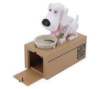 XUXHOU Tirelire Automatique pour Chien, Cochon Mignon Vole des Pièces comme par Magie, pour Enfants, avec Design Amusant (Chien Blanc)