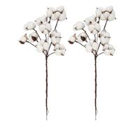 Xuzxinze 20 PièCes Tiges de Coton, Fausses Fleurs de Coton, Tiges Florales de Coton Artificielles DéCorations de Ferme pour Vase DéCor à