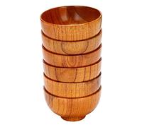 Xuzxinze 6 Pièces Séries en Bois Servant de la Vaisselle pour Riz, Soupe, Trempette, Café, Thé, Décoration Bol à Salade en Bois Ensemble de Couverts de Cuisine