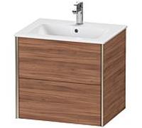 Duravit Meuble sous-vasque XViu XV41250B179 61 x 56 x 48 cm, noyer naturel, 2 tiroirs, suspendu, champagne mat