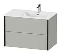 XViu Duravit vasque XV41590B207 81x48x56cm, 2 tiroirs, vasque à droite, noir mat, gris béton mat