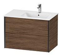 XViu Duravit vasque XV41590B221 81x48x56cm, 2 tiroirs, vasque à droite, noir mat, noyer foncé