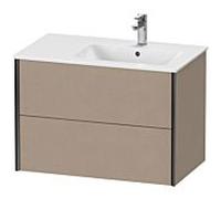 XViu Duravit vasque XV41590B275 81x48x56cm, 2 tiroirs, vasque à droite, noir mat, lin
