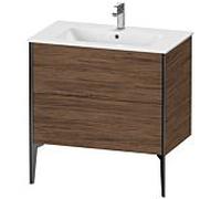 XViu Duravit vasque XV44820B221 81 x 59,4 x 48 cm, noyer foncé, 2 coulissants, debout, noir mat