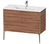 XViu Duravit vasque XV44830B179 101 x 59,4 x 48 cm, noyer naturel, 2 coulissants, debout, champagne mat