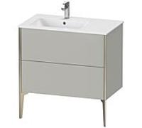 XViu Duravit vasque XV44860B107 81x48x59,4cm, 2 coulissants, vasque à gauche, champagne mat, gris béton mat