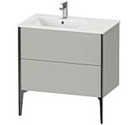 Duravit Meuble sous-vasque XViu XV44860B207 81x48x59,4cm, 2 coulissants, vasque à gauche, noir mat, gris béton mat