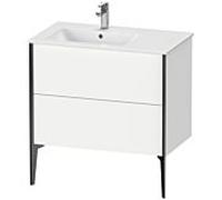 Duravit Meuble sous-vasque XViu XV44860B218 81x48x59,4cm, 2 coulissants, vasque à gauche, noir mat, blanc mat