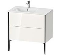 Duravit Meuble sous-vasque XViu XV44860B222 81x48x59,4cm, 2 coulissants, vasque à gauche, noir mat, blanc brillant