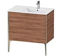 Duravit Meuble sous-vasque XViu XV44870B179 81x48x59,4cm, 2 coulissants, vasque à droite, champagne mat, noyer naturel