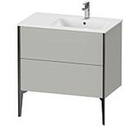 Duravit Meuble sous-vasque XViu XV44870B207 81x48x59,4cm, 2 coulissants, vasque à droite, noir mat, gris béton mat