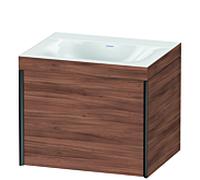 XViu Duravit vasque XV4609NB279C 60x48cm, 2000 , sans trou pour robinet, noir mat, Cadres C, noyer naturel