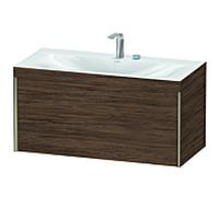 XViu Duravit vasque XV4611EB121C 100x48cm, 2000 , 2 trous pour robinetterie, champagne mat, Cadres C, noyer foncé