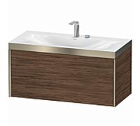 XViu Duravit vasque XV4611EB121P 100x48cm, 2000 , 2 trous pour robinetterie, champagne mat, Cadres P, noyer foncé