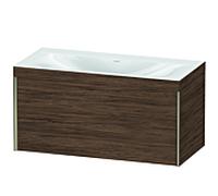 XViu Duravit vasque XV4611NB121C 100x48cm, 2000 , sans trou pour robinet, champagne mat, Cadres C, noyer foncé