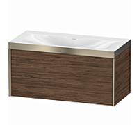 XViu Duravit vasque XV4611NB121P 100x48cm, 2000 , sans trou pour robinet, champagne mat, Cadres P, noyer foncé