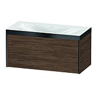 XViu Duravit vasque XV4611NB221P 100x48cm, 2000 , sans trou pour robinet, noir mat, Cadres P, noyer foncé
