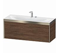 XViu Duravit vasque XV4612EB121P 120x48cm, 2000 , 2 trous pour robinetterie, champagne mat, Cadres P, noyer foncé