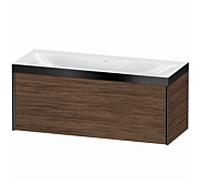 XViu Duravit vasque XV4612NB221P 120x48cm, 2000 , sans trou pour robinet, noir mat, Cadres P, noyer foncé