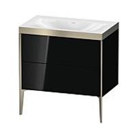 XViu Duravit vasque XV4710NB140P 80x48cm, 2 coulissants, sans trou pour robinet, champagne mat, Cadres P, noir brillant