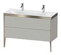 XViu Duravit vasque XV4713OB107P 120x48cm, 2 coulissants, sans trou pour robinet, champagne mat, Cadres P, gris béton mat