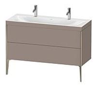 Duravit Meuble sous-vasque XViu XV4713OB143C 120x48cm, 2 coulissants, sans trou pour robinet, champagne mat, Rahmen C, basalte mat