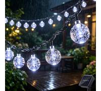 XVZ Guirlande Lumineuse Exterieure, 60 LED 8 modes - IP65 - Solaire Boule en cristal étanche - Éclairage pour jardin, terrasse, arbres, cour, fête, mariage (blanc froid)