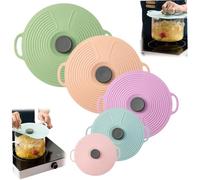 Xweptuy Couvercles en Silicone pour casseroles et poêles 5 pièces 12, 4/9, 1/7, 9 '' couvercles de Casserole en Silicone de Bol Alimentaire avec poignée Joint d'aspiration réutilis