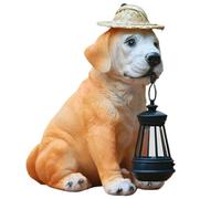 Xweptuy Statue de Jardin Solaire avec Lanterne LED rétro, Lampe Solaire en résine pour Chien Labrador, Statue de Chien étanche pour Cour, Porche, Patio, Balcon, décoration Maison, Style 1#1