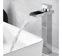 XWIHTR Robinet cascade pour salle de bain - En acier inoxydable et laiton - Économie d'eau - Robinet de lavabo - Sortie chaude et froide - Robinet de lavabo à levier unique (chrome H)