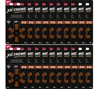 XX-Treme Lot de 20 Piles pour appareils auditifs Longlife Extra Type 312-120 Piles pour appareils auditifs - PR41 Code Couleur Marron 1,45 V