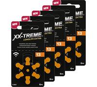 XX-Treme Lot de 5 piles pour appareils auditifs Longlife Extra - Type 13-30 piles pour appareils auditifs - PR48 - Code couleur orange 1,45 V