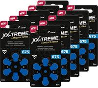 XX-Treme Lot de 60 piles pour appareils auditifs Longlife Extra de type 675 - Pour une puissance maximale - Lot de 10 blisters de 6 piles pour appareils auditifs - Code couleur PR44 bleu 1,45 V