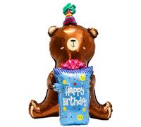 XXL Ballon Ours,Ballon Happy Birthday,Ballons Gonflable Happy Birthday,Decoration Anniversaire Ours,Ballons Animaux Helium,pour Fête,Anniversaire,Cadeau d'anniversaire