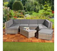 Mucola Lounge Set Polyrattan Meuble de jardin en rotin Ensemble de jardin Canapé Groupe de repas Garniture de jardin - Gris